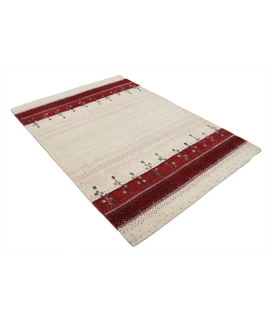 Ivory Indian Lori Rug 4' 7" x 6' 5" Hand-Knotted border