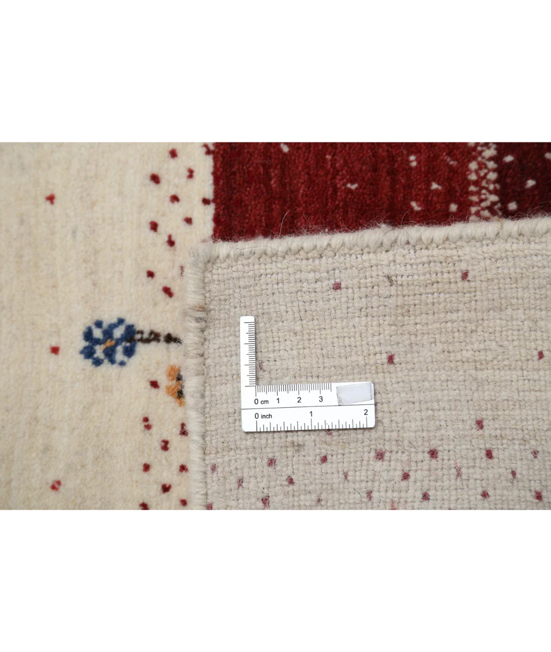 Ivory Indian Lori Rug 4' 7" x 6' 5" Hand-Knotted detail