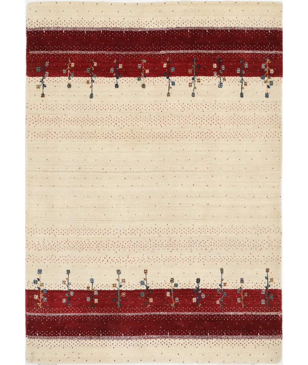 Ivory Indian Lori Rug 4' 7" x 6' 5" Hand-Knotted
