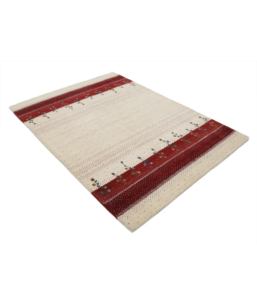 Ivory Indian Oriental Rug 4'9" x 6'6" Hand-Knotted border