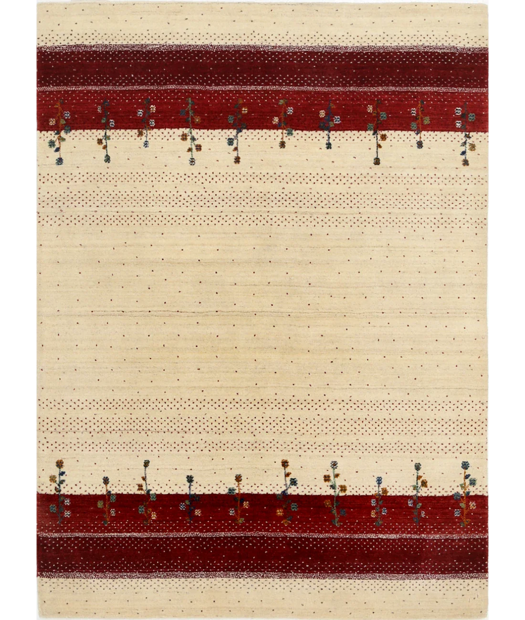Ivory Indian Oriental Rug 4'9" x 6'6" Hand-Knotted