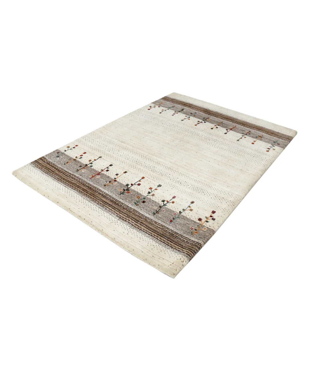 Ivory Indian Lori Rug 4' 8" x 6' 5" Hand-Knotted field
