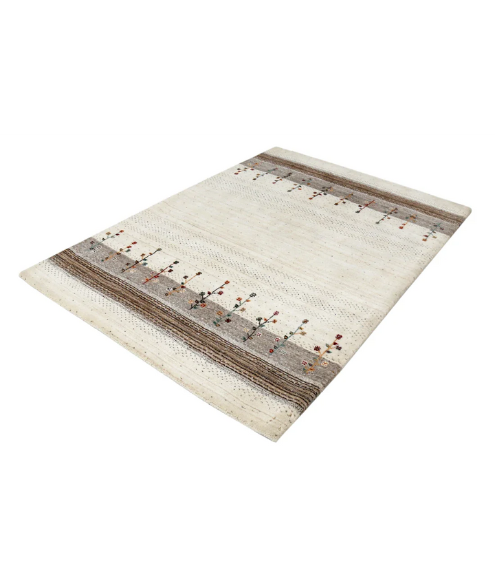 Ivory Indian Lori Rug 4' 8" x 6' 5" Hand-Knotted field