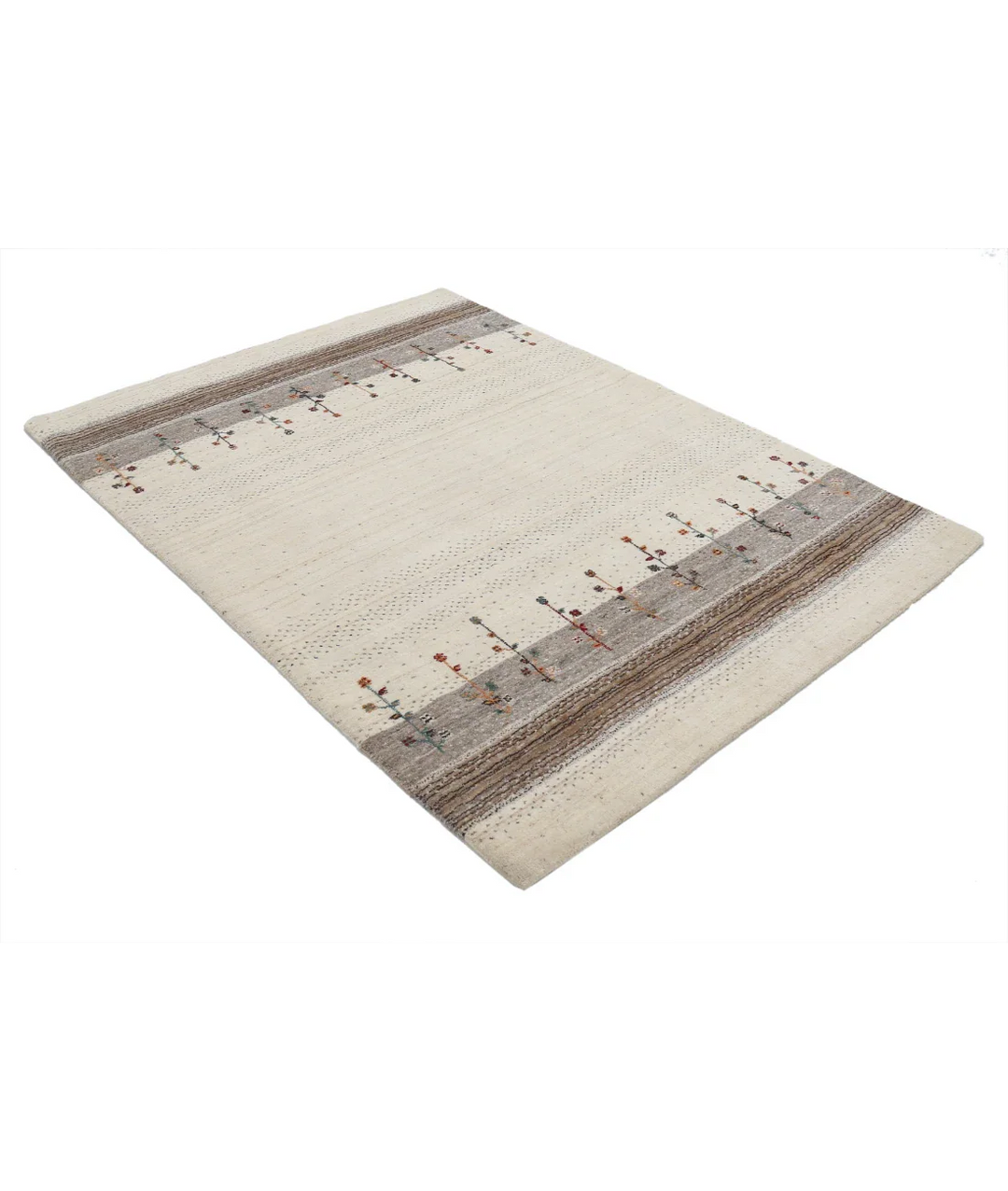 Ivory Indian Lori Rug 4' 8" x 6' 5" Hand-Knotted border