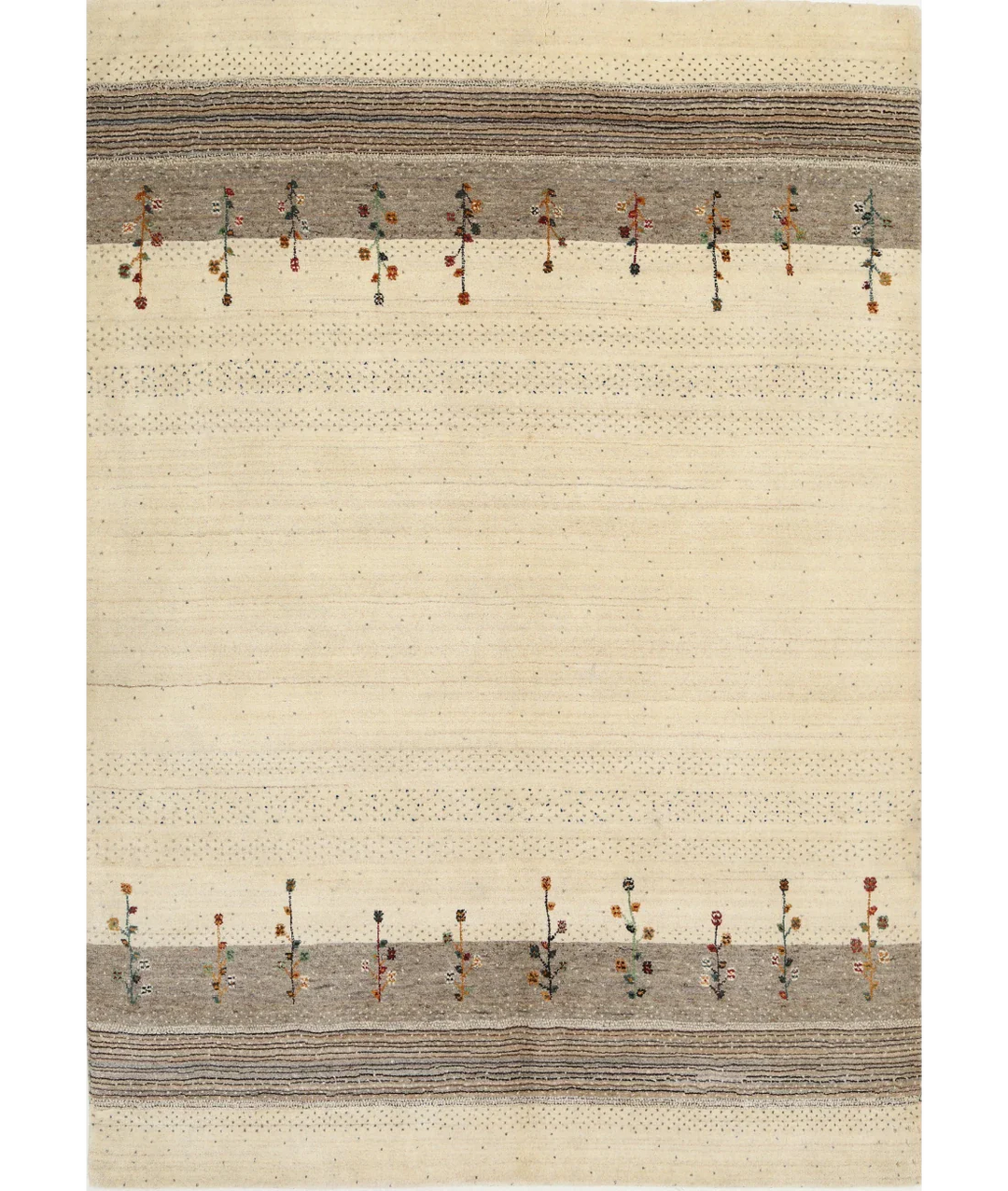 Ivory Indian Lori Rug 4' 8" x 6' 5" Hand-Knotted