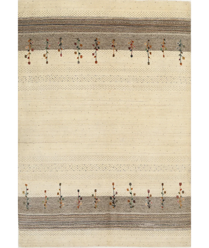 Ivory Indian Lori Rug 4' 8" x 6' 5" Hand-Knotted
