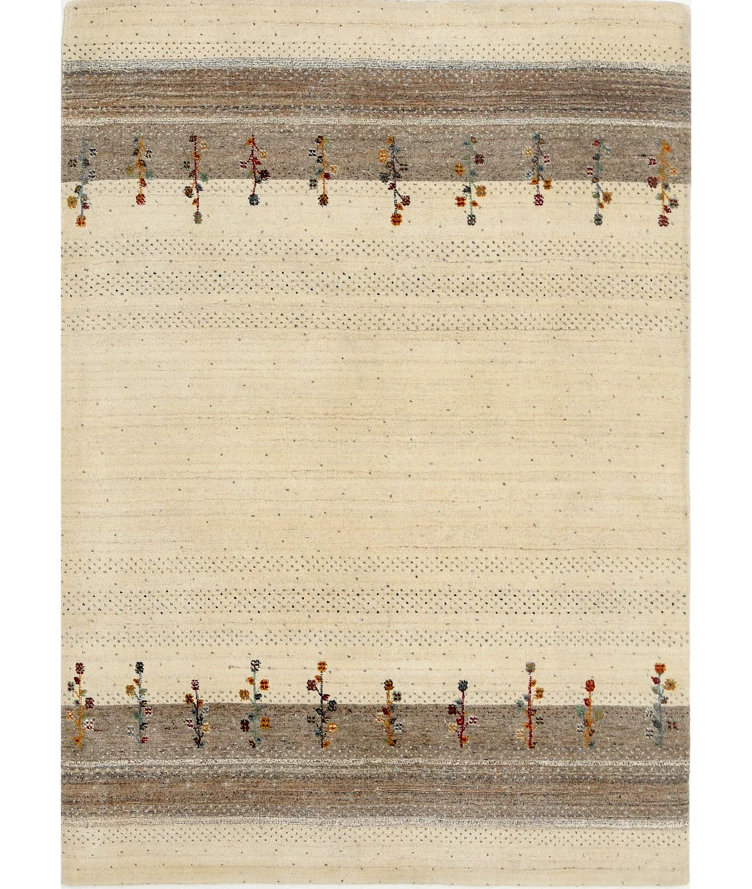 Ivory Indian Oriental Rug 4' 8" x 6' 5" Hand-Knotted