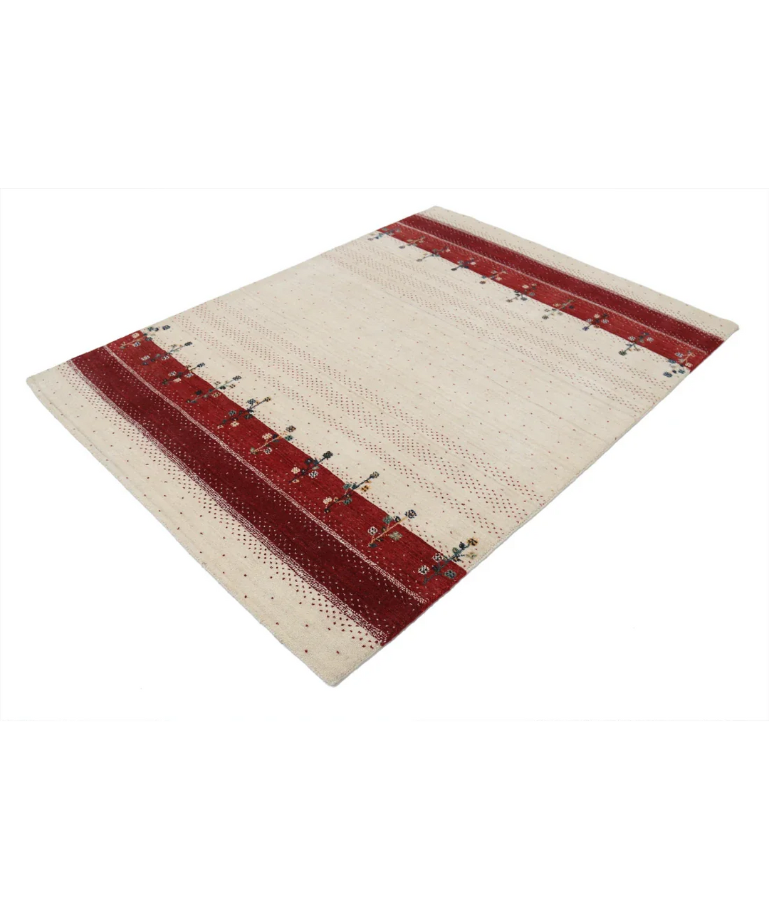 Ivory Indian Lori Rug 4' 9" x 6' 6" Hand-Knotted field