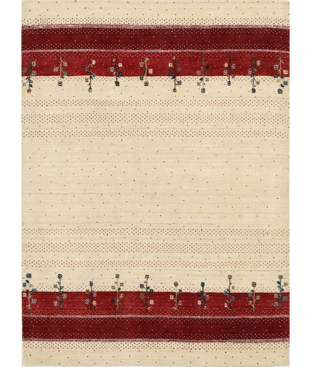 Ivory Indian Oriental Rug 4' 9" x 6' 6" Hand-Knotted