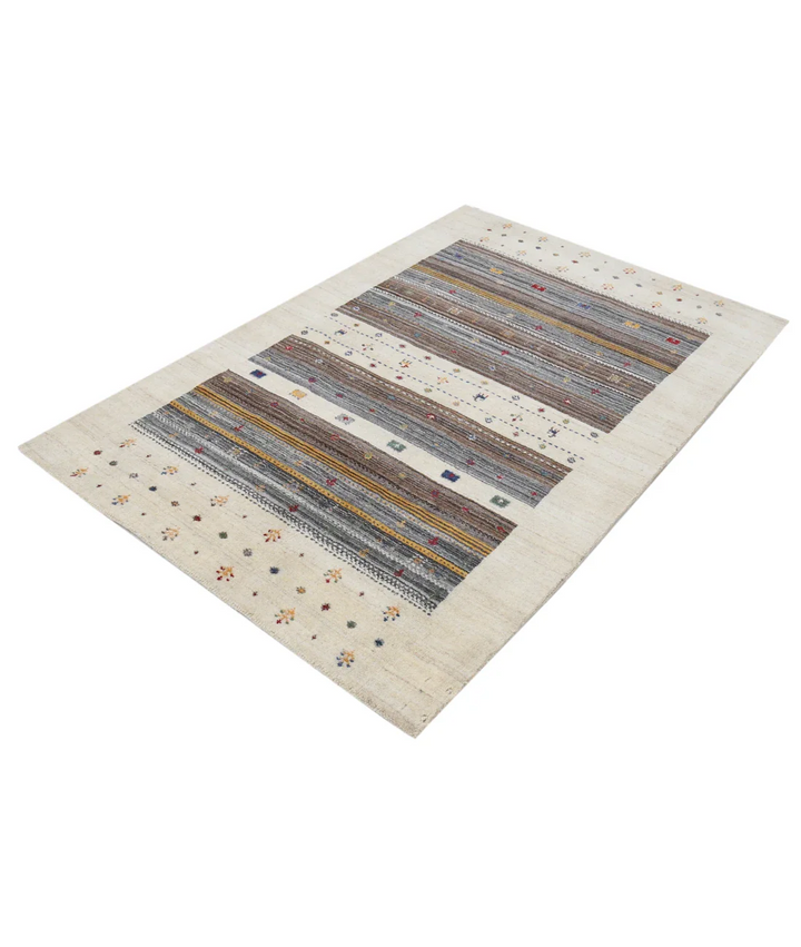 Ivory Indian Lori Rug 3' 11" x 5' 9" Hand-Knotted field