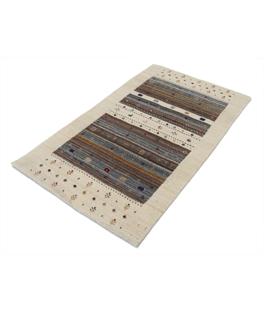 Ivory Afghan Lori Rug 3' 0" x 5' 2" Hand-Knotted field