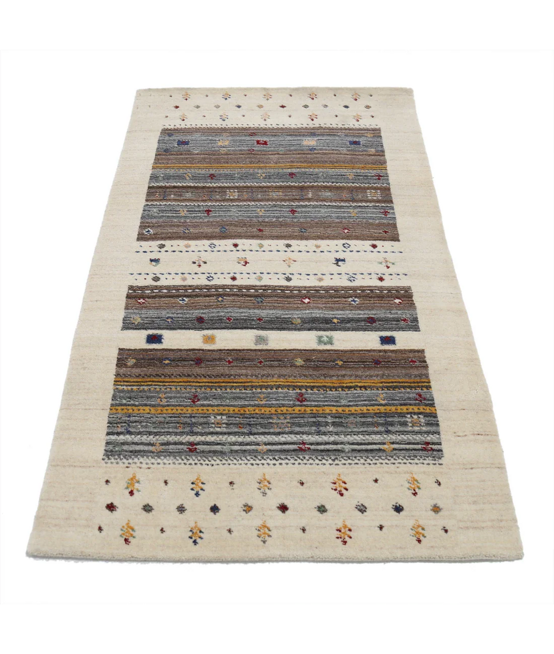 Ivory Afghan Lori Rug 3' 0" x 5' 2" Hand-Knotted pattern