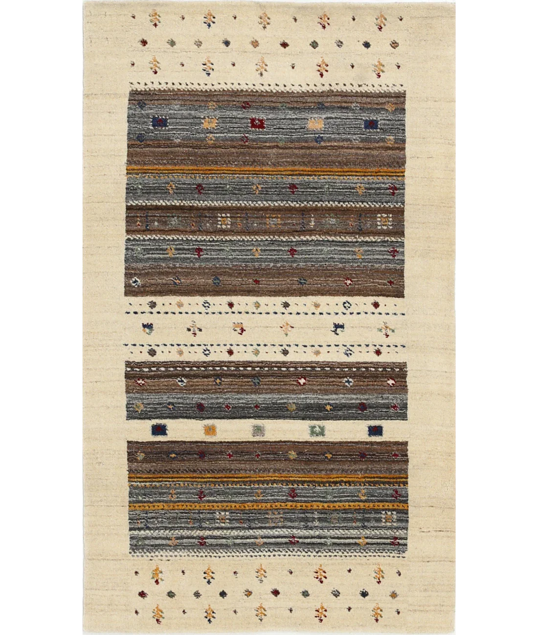 Ivory Afghan Lori Rug 3' 0" x 5' 2" Hand-Knotted