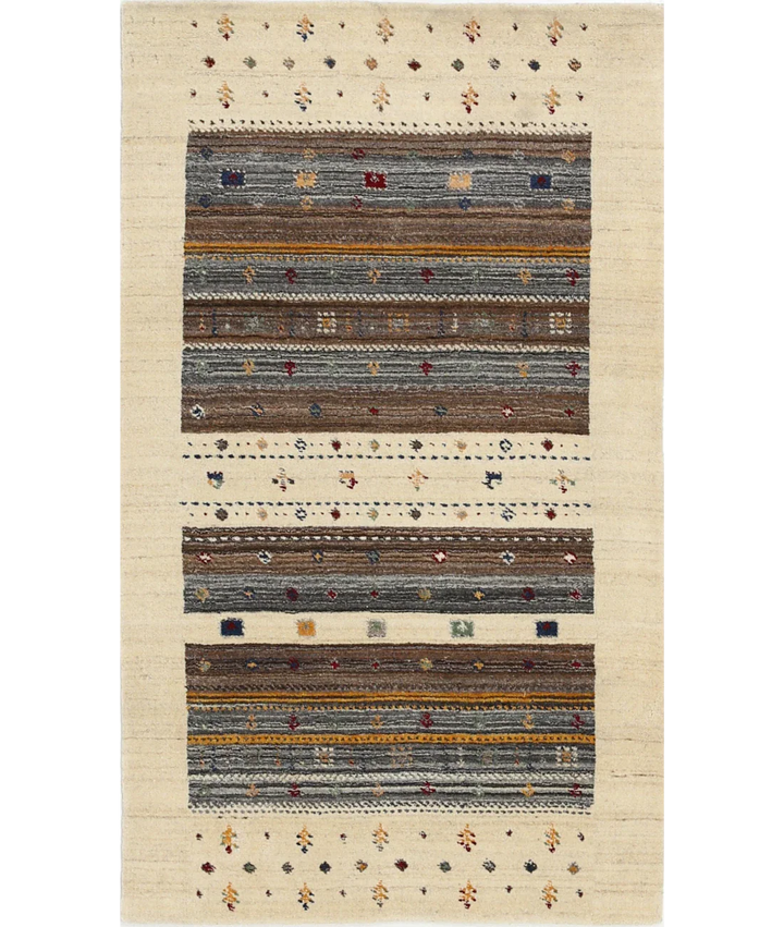Ivory Afghan Lori Rug 3' 0" x 5' 2" Hand-Knotted