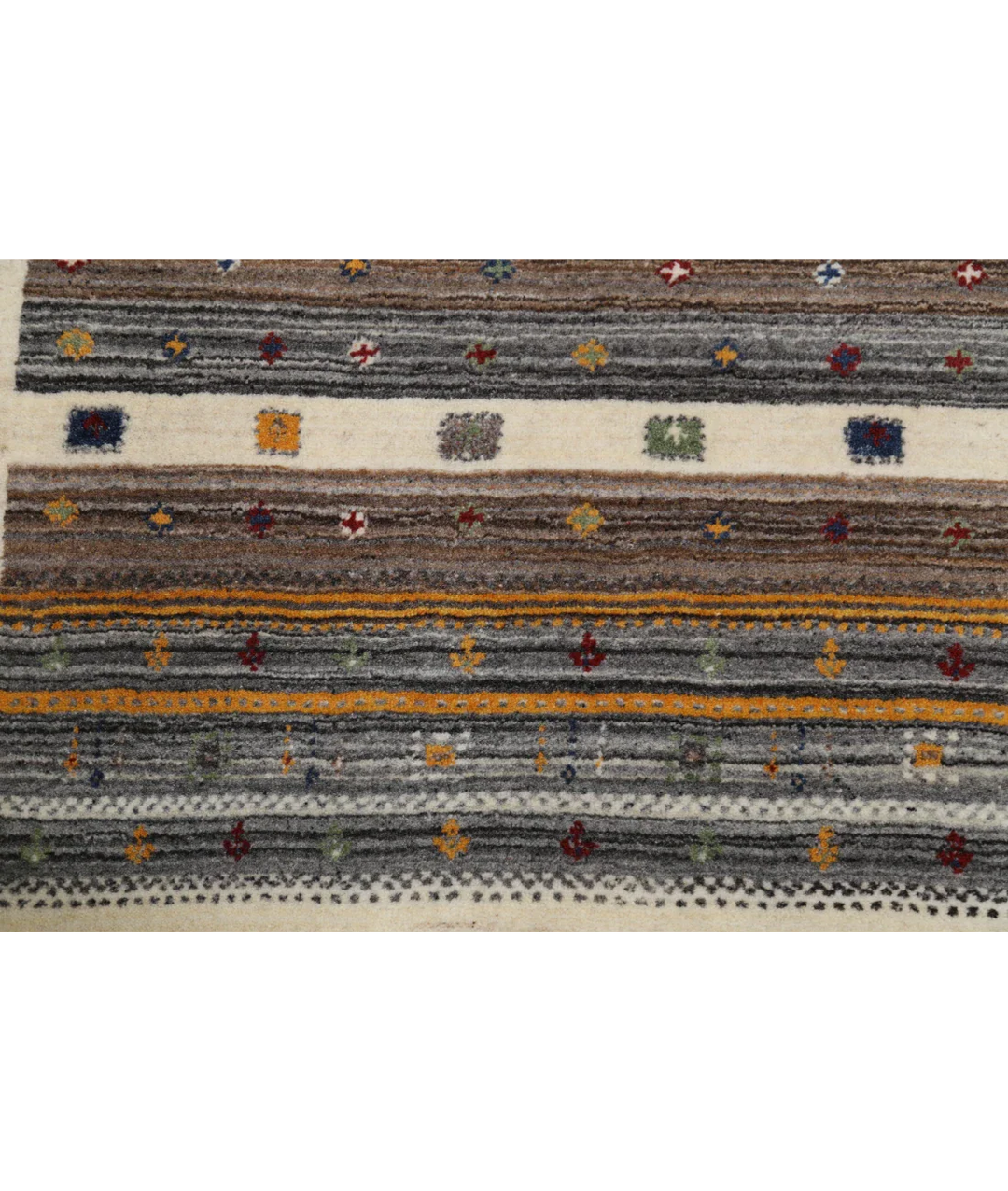 Ivory Afghan Oriental Rug 3' 0" x 5' 2" Hand-Knotted close-up