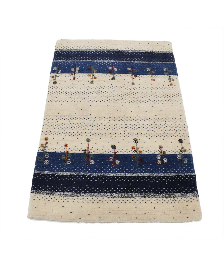 Ivory Indian Lori Rug 2' 8" x 3' 11" Hand-Knotted pattern
