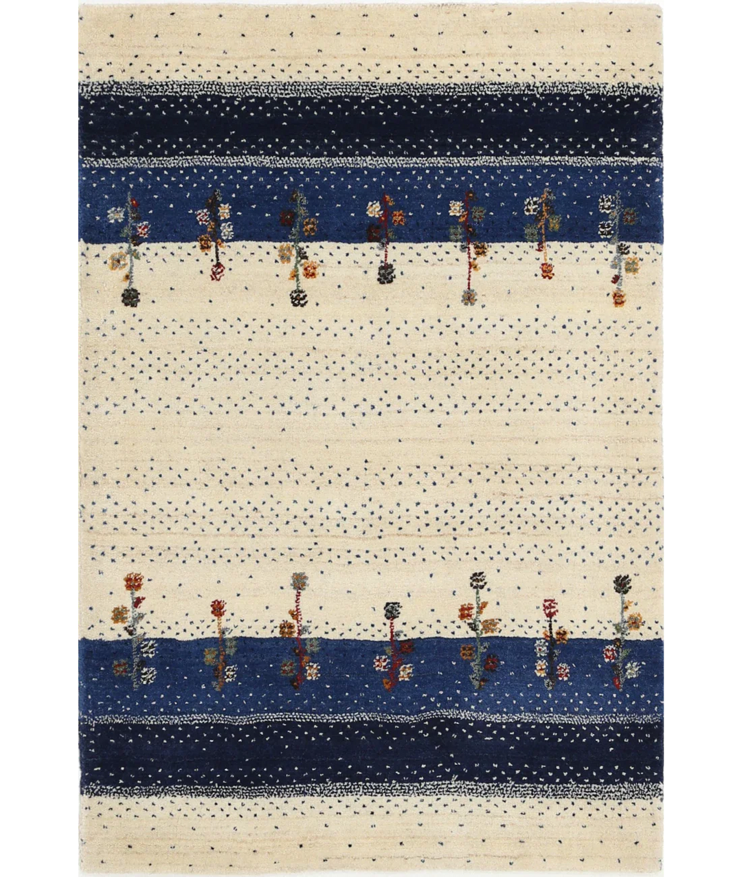 Ivory Indian Lori Rug 2' 8" x 3' 11" Hand-Knotted