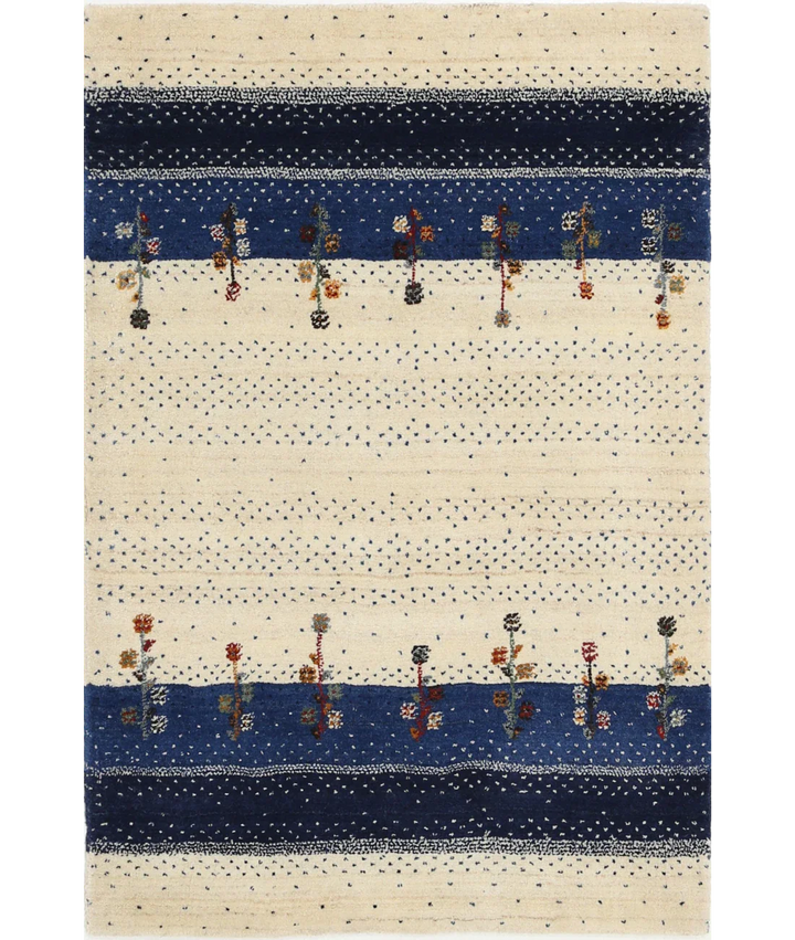 Ivory Indian Lori Rug 2' 8" x 3' 11" Hand-Knotted