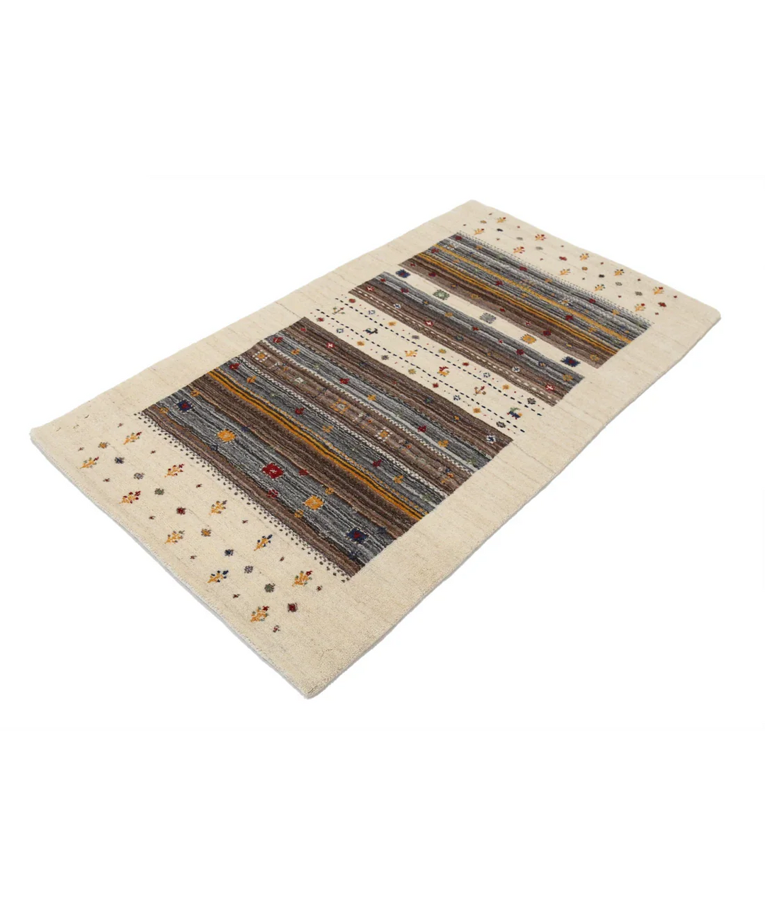 Ivory Indian Lori Rug 2' 11" x 5' 2" Hand-Knotted field