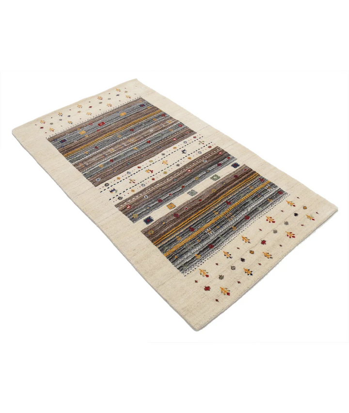 Ivory Indian Lori Rug 2' 11" x 5' 2" Hand-Knotted border
