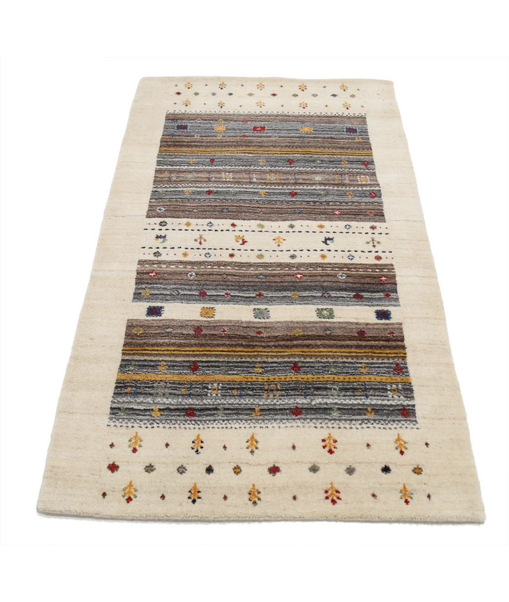 Ivory Indian Lori Rug 2' 11" x 5' 2" Hand-Knotted pattern