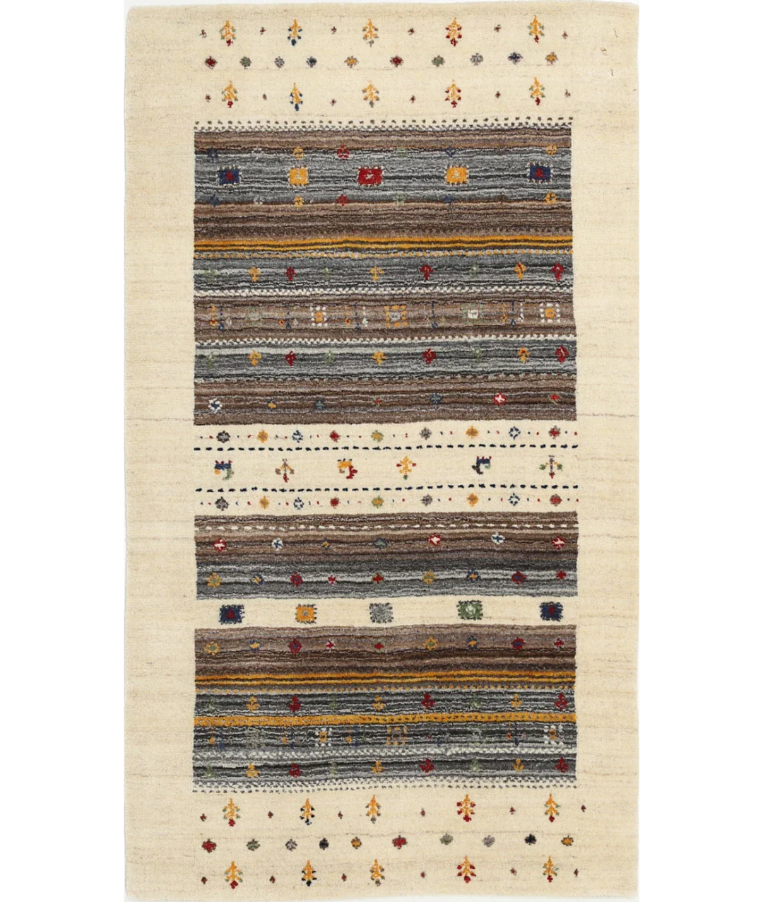 Ivory Indian Lori Rug 2' 11" x 5' 2" Hand-Knotted