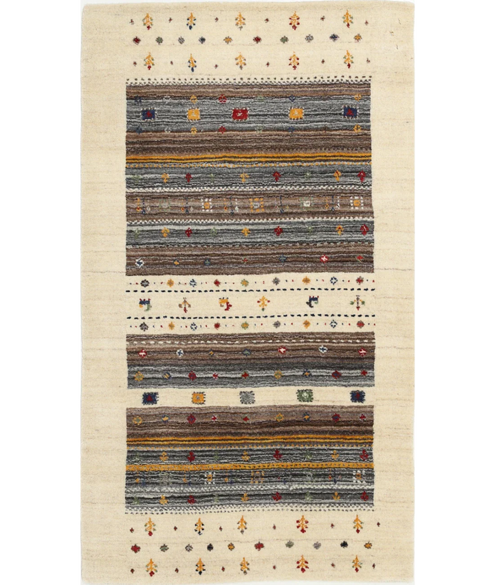 Ivory Indian Lori Rug 2' 11" x 5' 2" Hand-Knotted