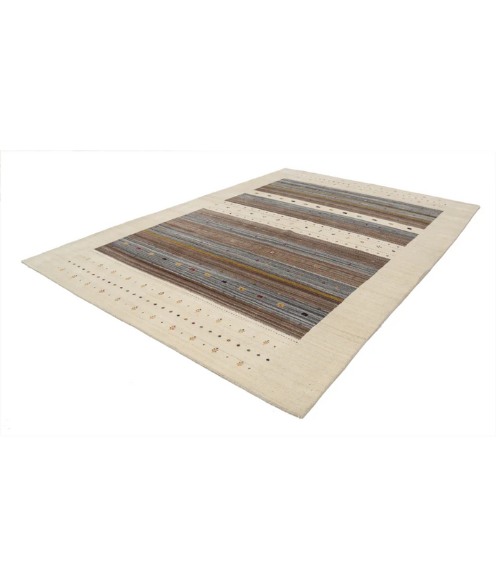 Ivory Indian Oriental Rug 8' 4" x 11' 5" Hand-Knotted field