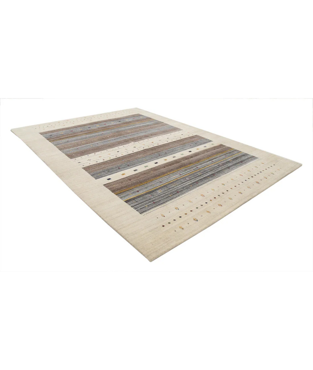 Ivory Indian Oriental Rug 8' 4" x 11' 5" Hand-Knotted border