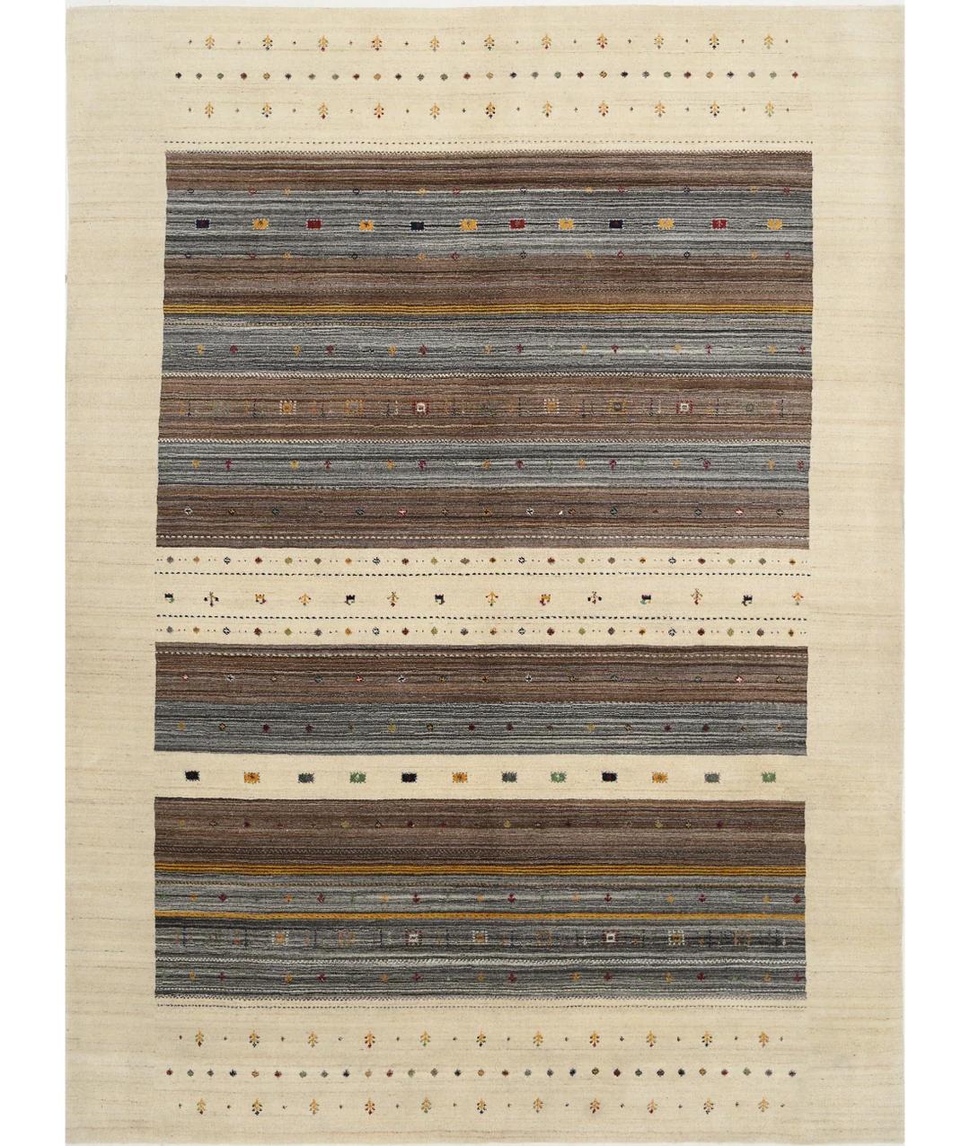 Ivory Indian Oriental Rug 8' 4" x 11' 5" Hand-Knotted