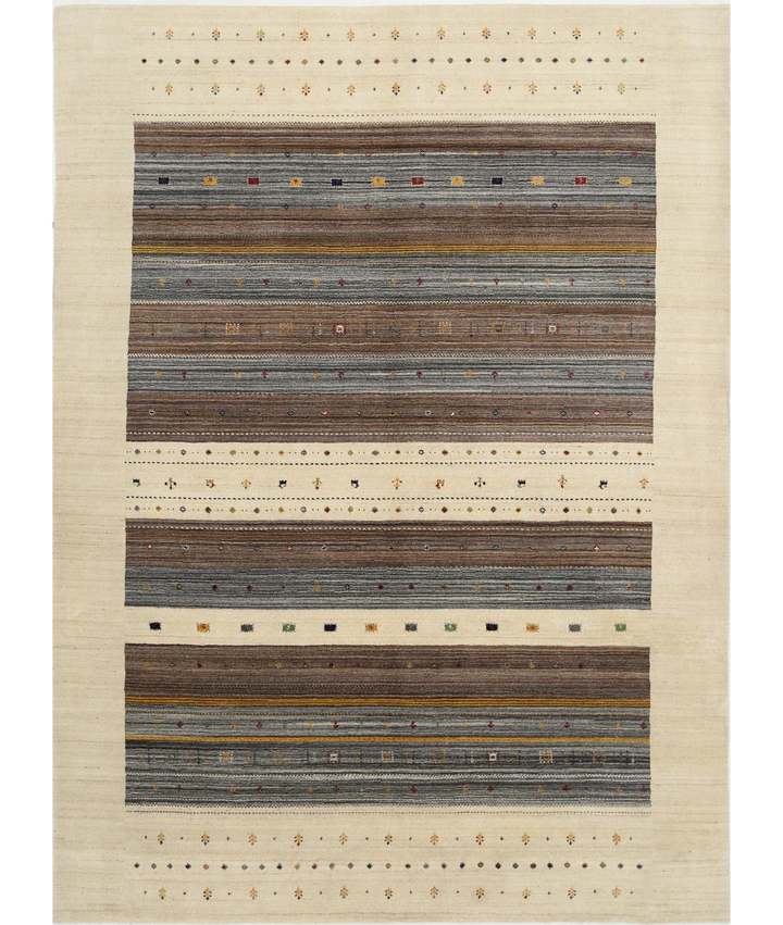 Ivory Indian Oriental Rug 8' 4" x 11' 5" Hand-Knotted