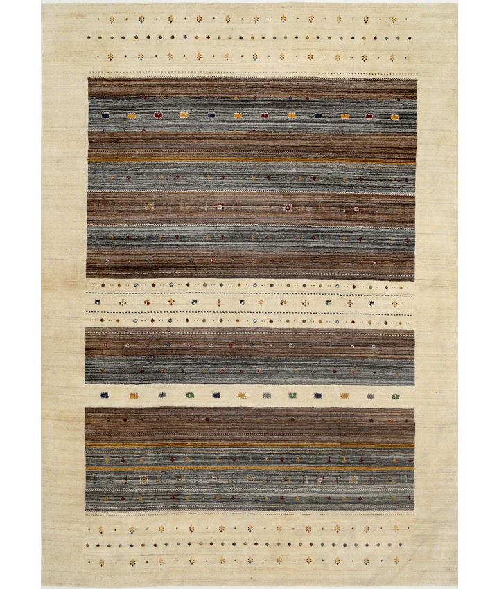 Ivory Indian Oriental Rug 8' 3" x 11' 4" Hand-Knotted