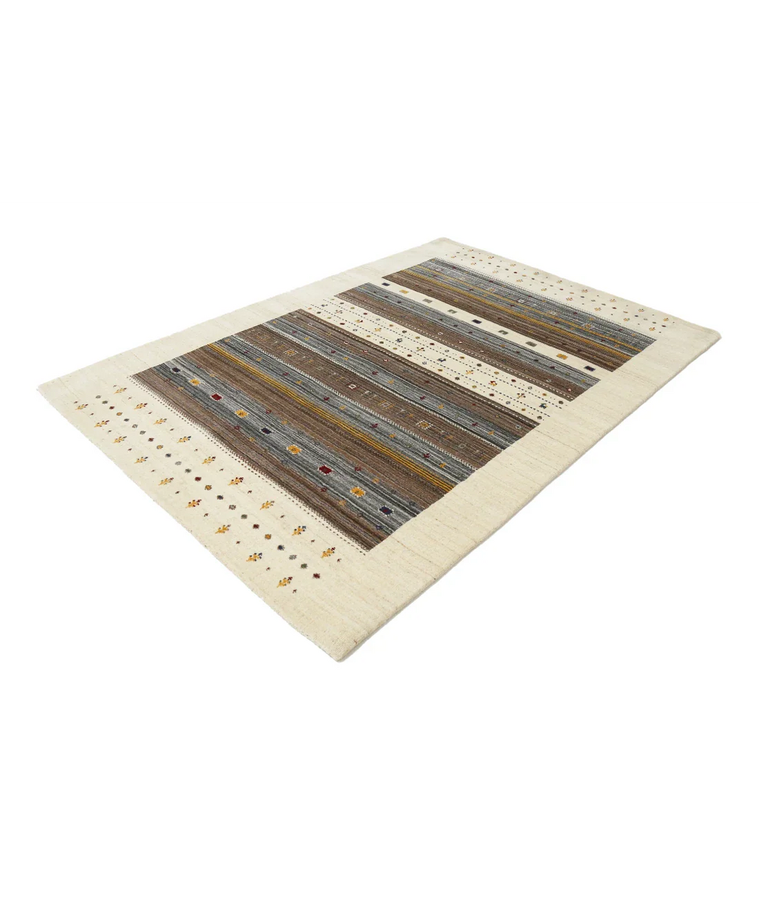 Ivory Indian Lori Rug 5'6" x 7'10" Hand-Knotted field