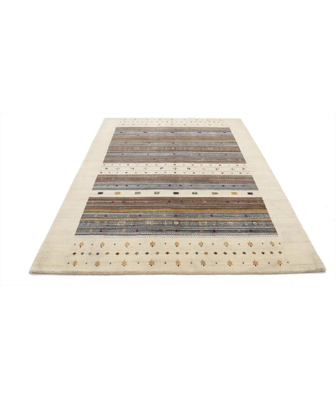Ivory Indian Lori Rug 5'6" x 7'10" Hand-Knotted pattern
