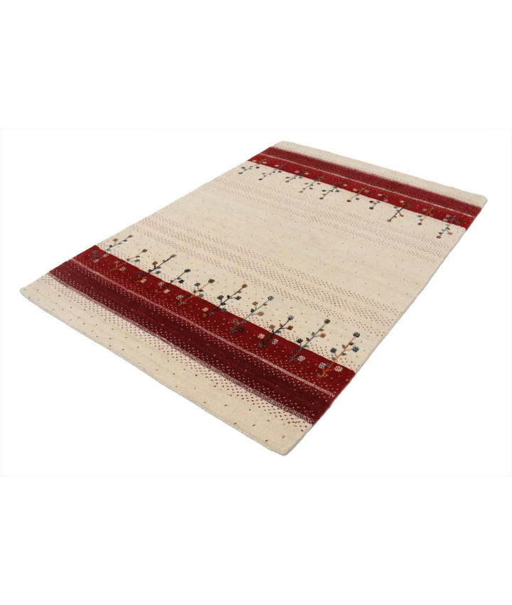 Ivory Indian Lori Rug 4' 6" x 6' 5" Hand-Knotted field