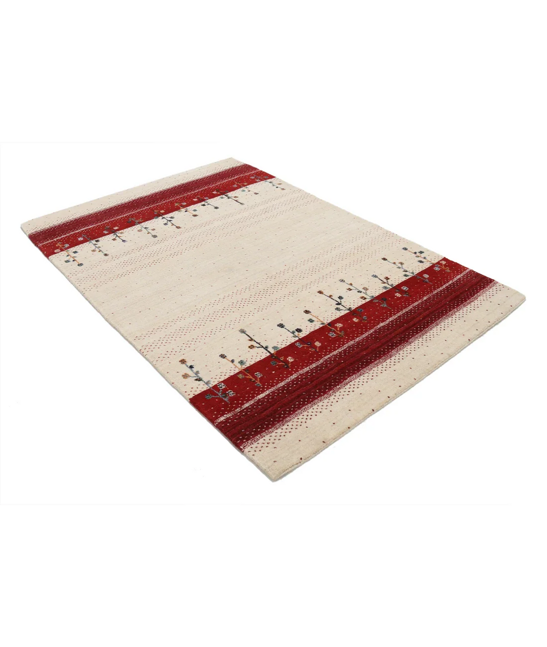 Ivory Indian Lori Rug 4' 6" x 6' 5" Hand-Knotted border