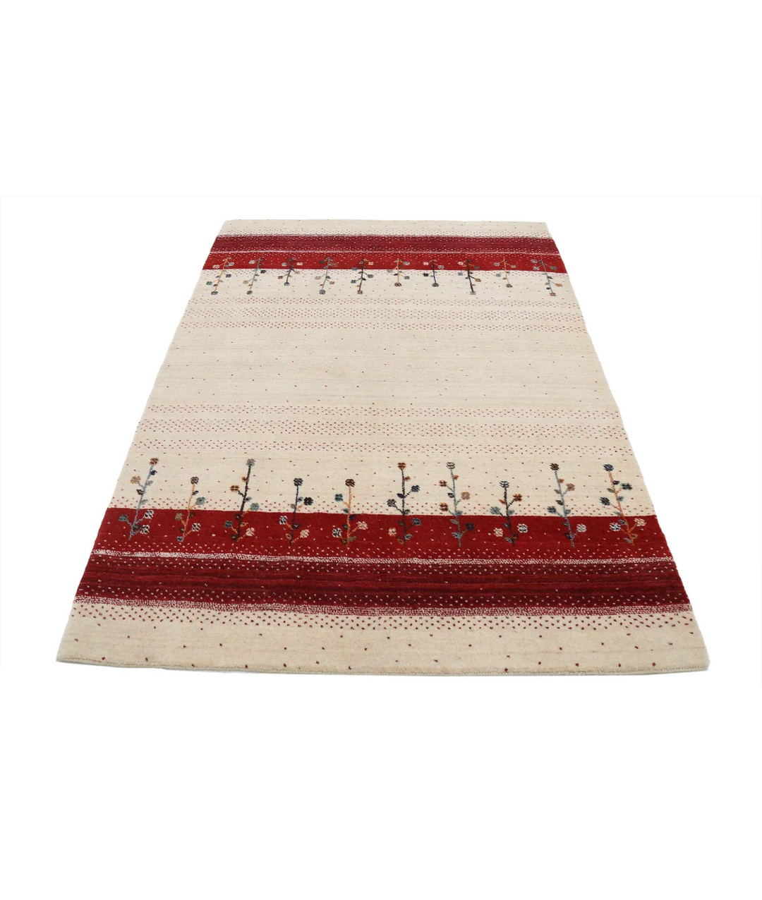 Ivory Indian Lori Rug 4' 6" x 6' 5" Hand-Knotted pattern