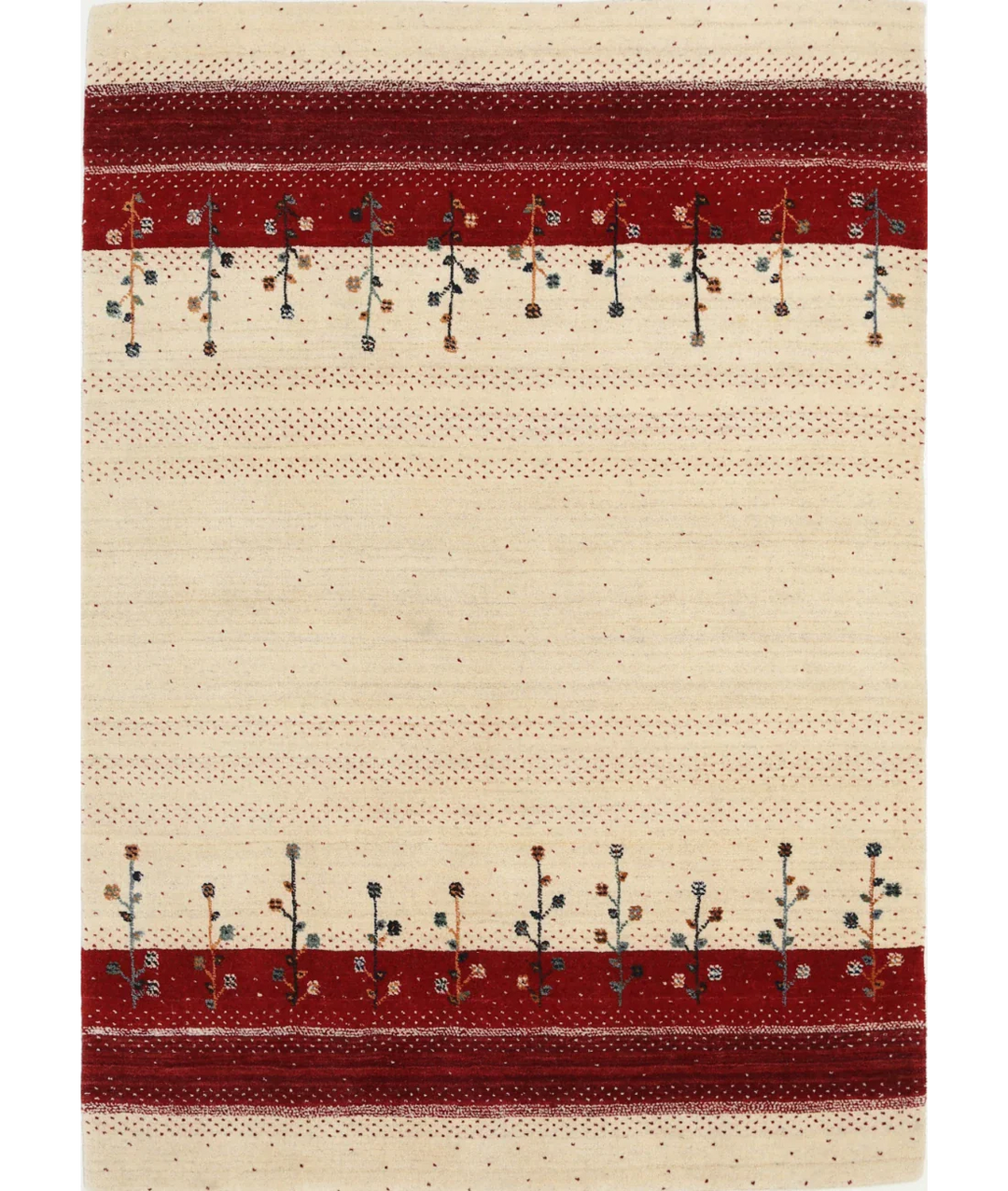 Ivory Indian Lori Rug 4' 6" x 6' 5" Hand-Knotted