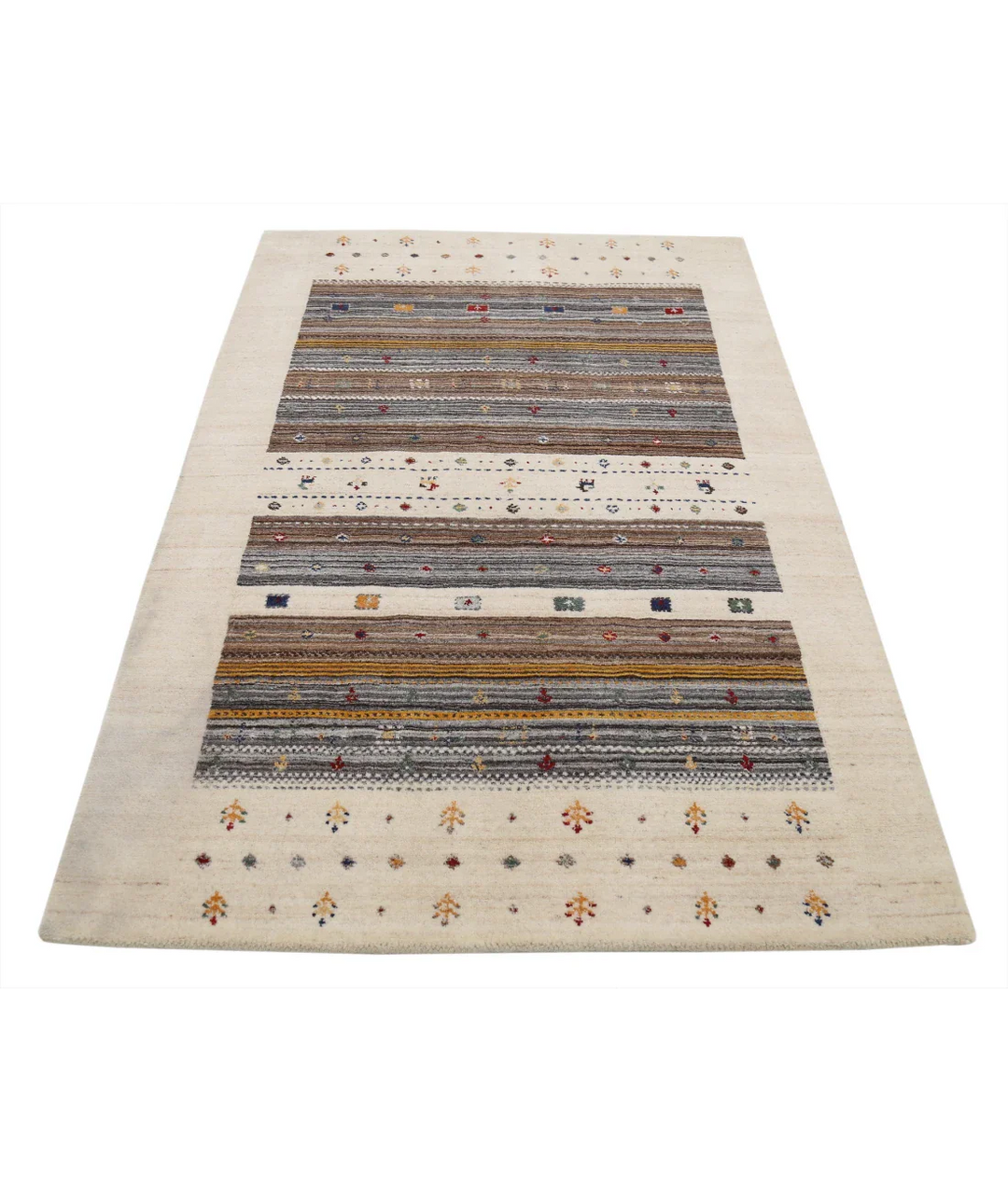 Ivory Indian Oriental Rug 3' 11" x 5' 8" Hand-Knotted view
