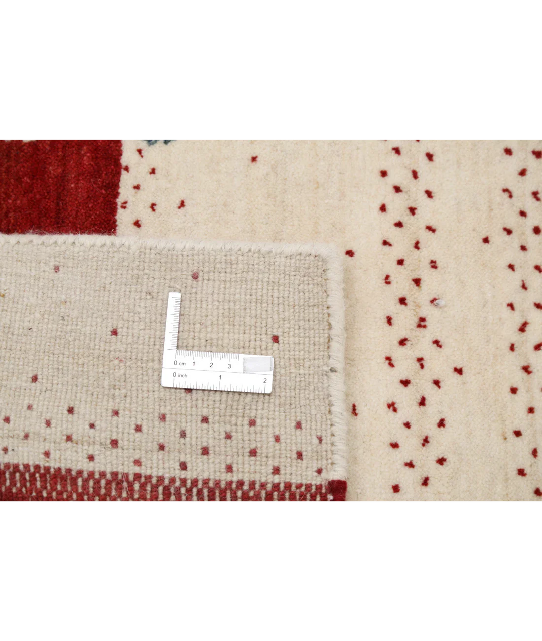 Ivory Indian Oriental Rug 4' 5" x 6' 2" Hand-Knotted detail