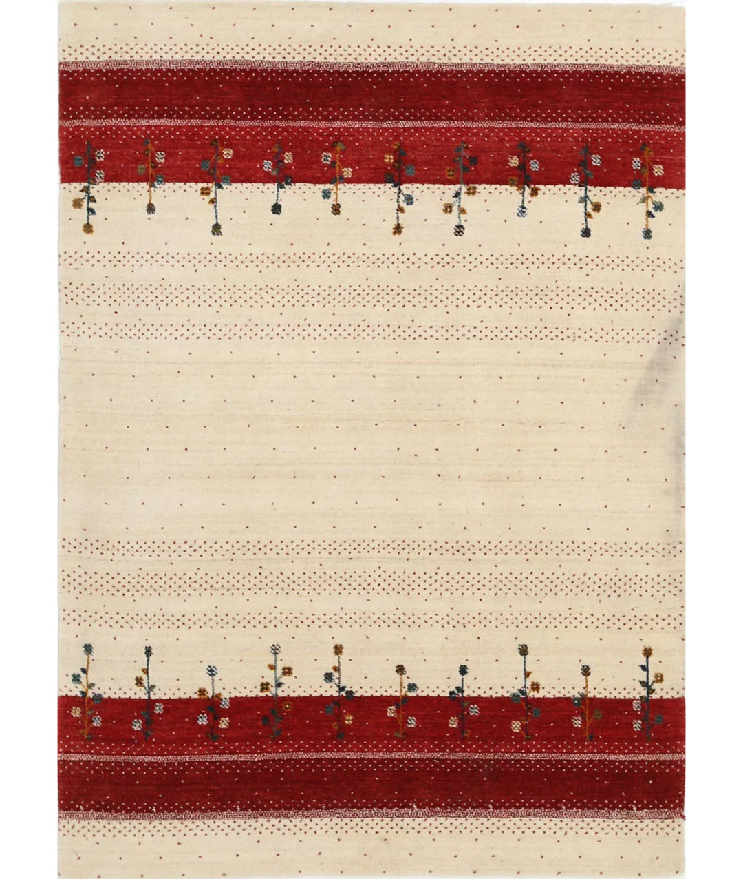 Ivory Indian Oriental Rug 4' 5" x 6' 2" Hand-Knotted