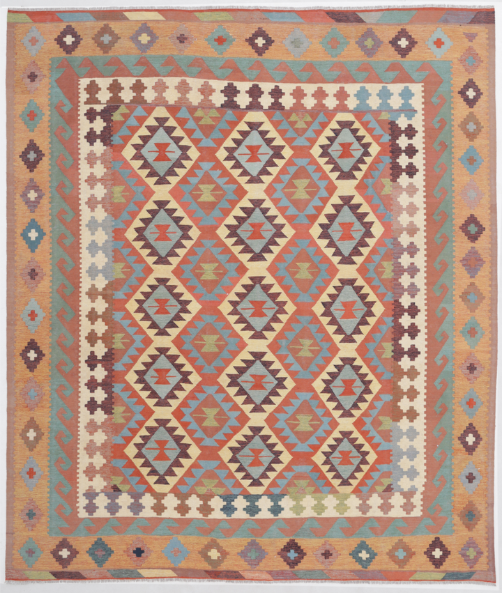 Afghan Kafkas Kilim Rug 8' 3" x 9' 9" Hand-Woven