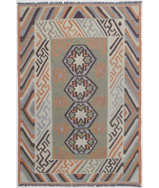 Hand Woven Kafkas Kilim Wool Kilim 5'  11" x 8'  8" - No. AT59288