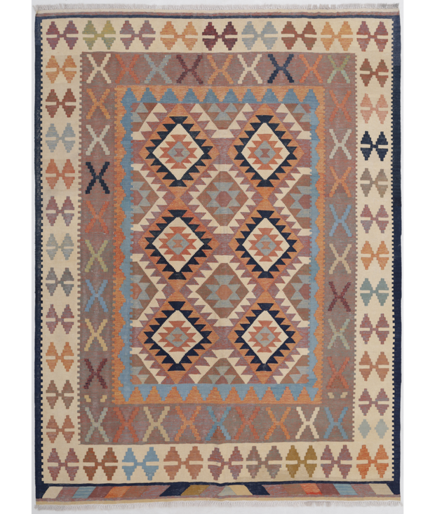 Hand Woven Kafkas Kilim Wool Kilim 6'  2" x 8'  4" - No. AT60632
