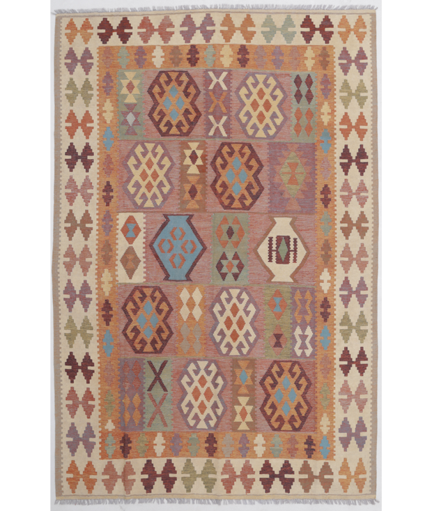 Hand Woven Kafkas Kilim Wool Kilim 5'  10" x 9'  2" - No. AT69667
