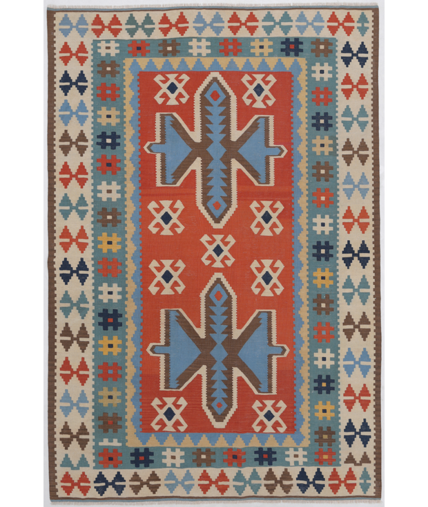 Hand Woven Kafkas Kilim Wool Kilim 5'  9" x 8'  8" - No. AT43758