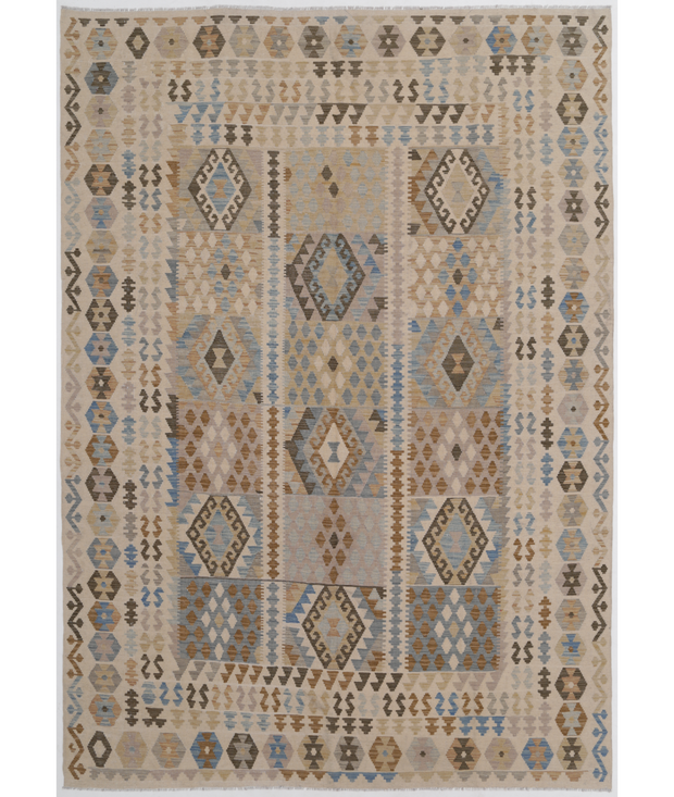 Hand Woven Maimana Kilim Wool Kilim 8'  2" x 11'  4" - No. AT42845