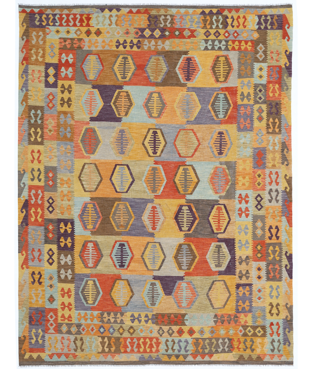 Hand Woven Maimana Kilim Wool Kilim 9'  10" x 12'  7" - No. AT35707