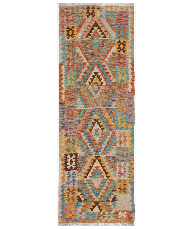 Hand Woven Maimana Kilim Wool Kilim 2'  10" x 7'  11" - No. AT64102