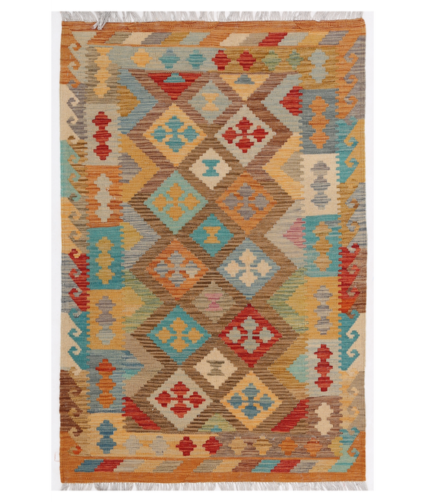 Hand Woven Maimana Kilim Wool Kilim 3'  3" x 5'  0" - No. AT53452